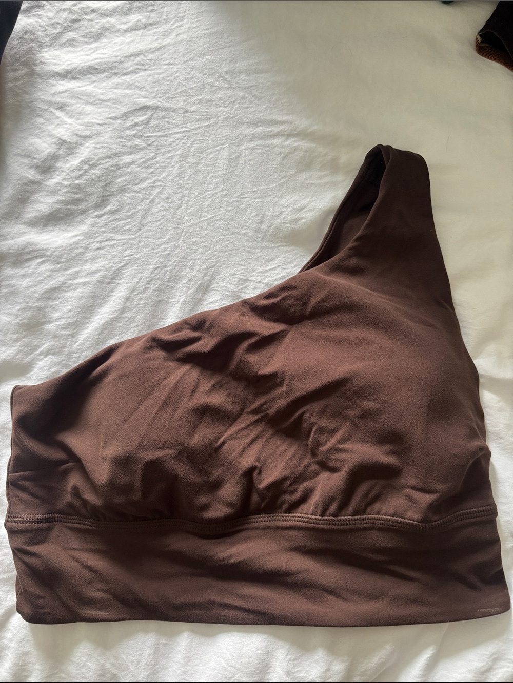 One-Shoulder Sports Bra in Chocolate Brown